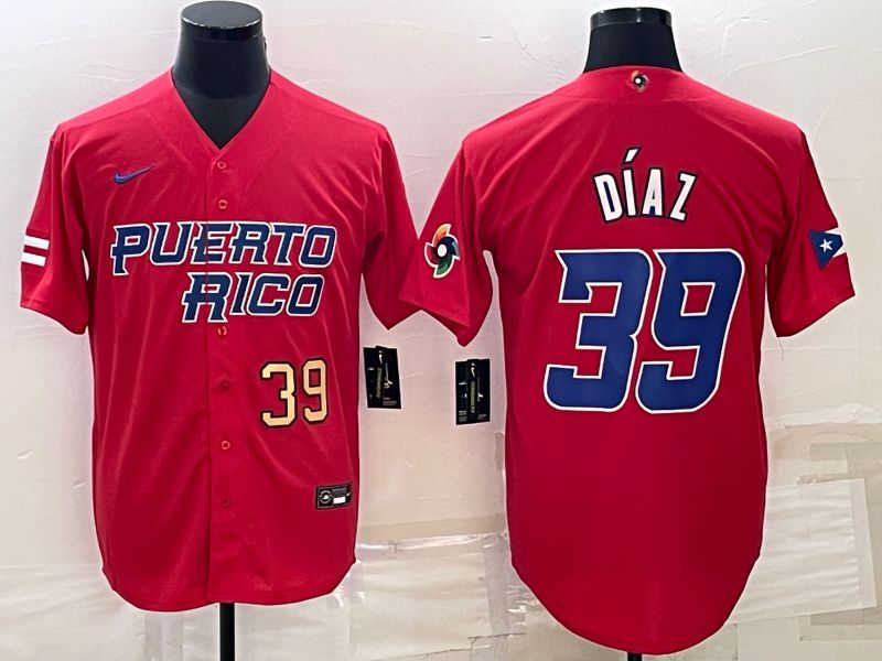 Men 2023 World Cub #39 Diaz Red Nike MLB Jersey5